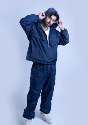 2300S Unisex Full Zipper Taffeta Nylon Tracksuit Set - Navy Blue