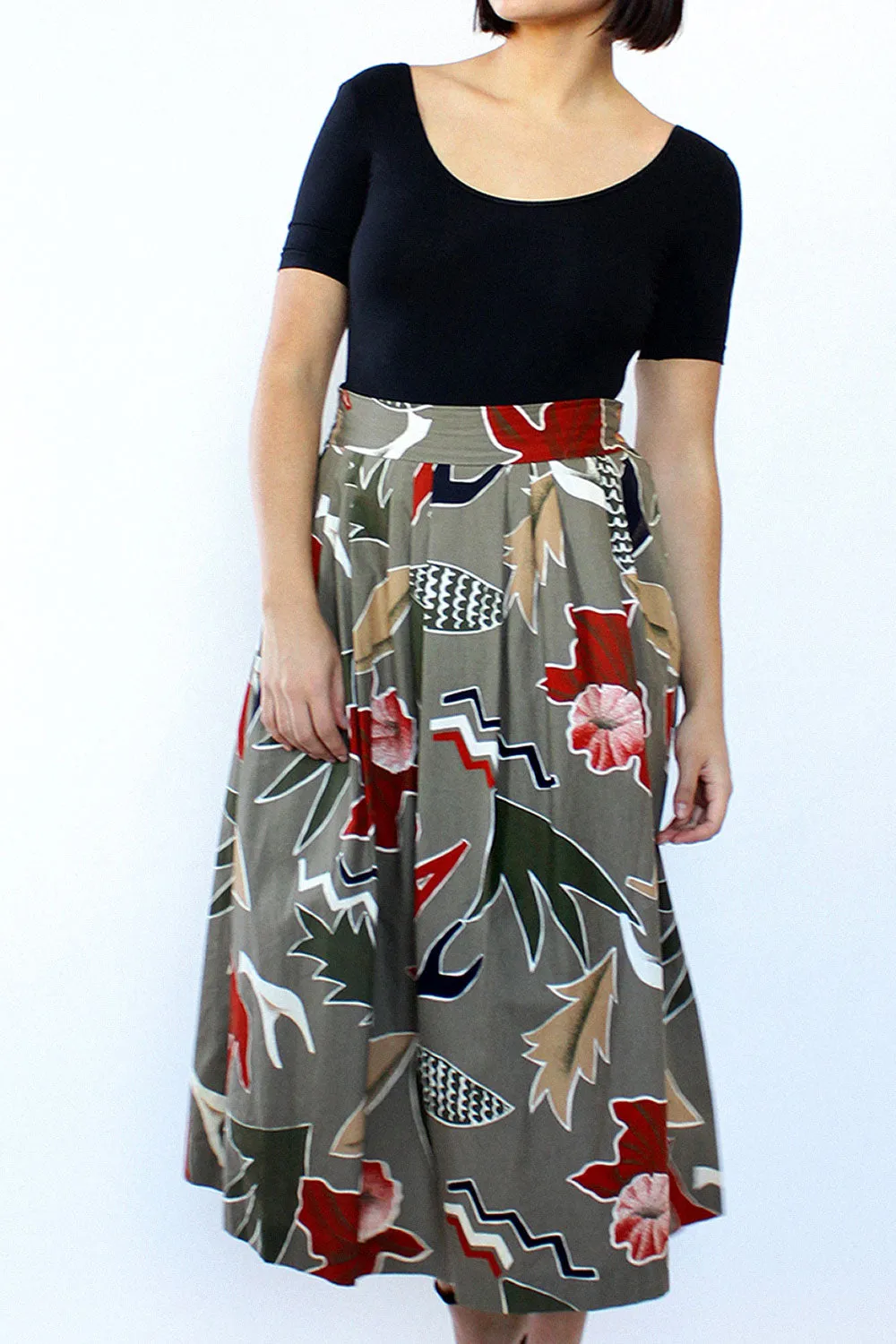 Abstract Nature Cotton Skirt L/XL