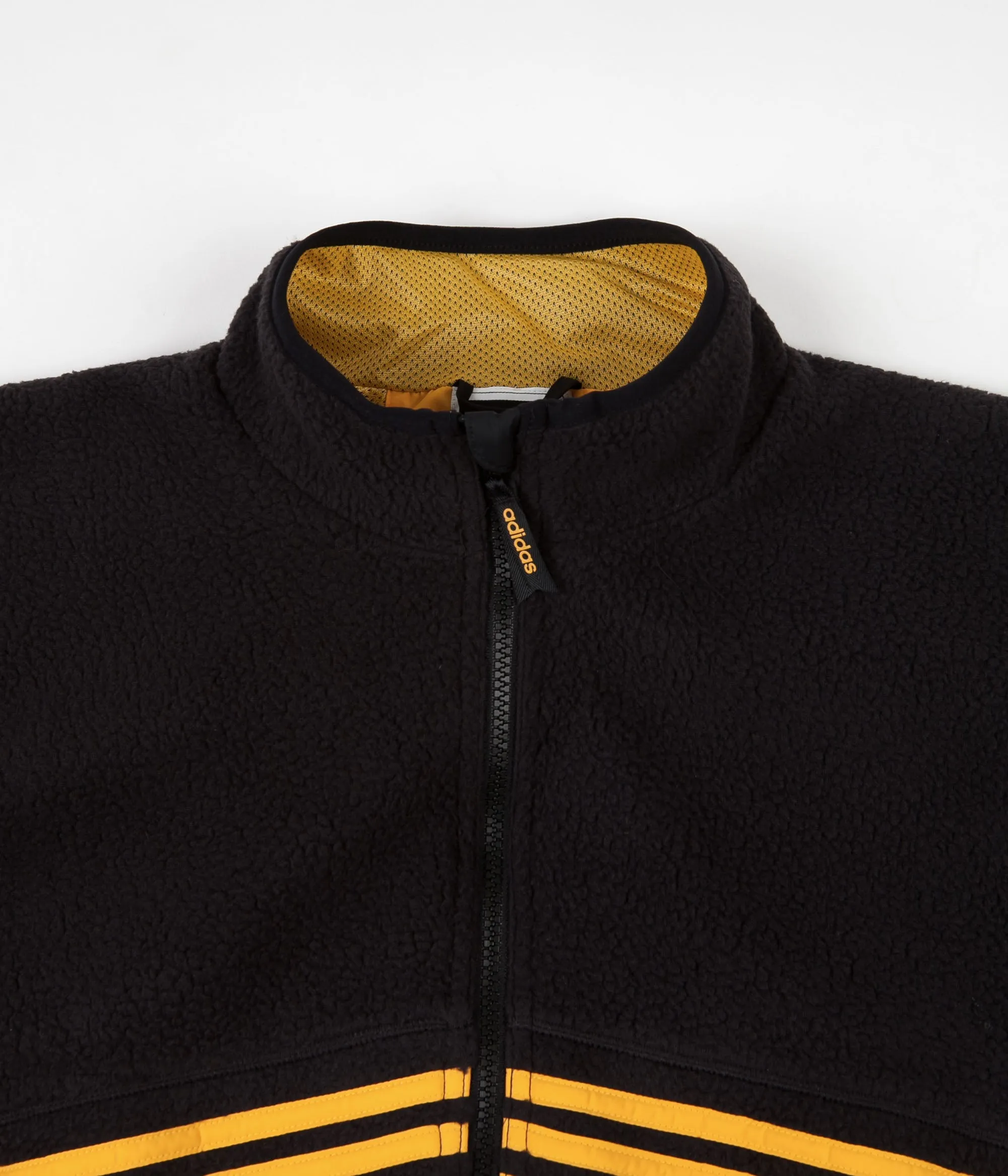 Adidas Sherpa Full Zip Jacket - Black / Active Gold