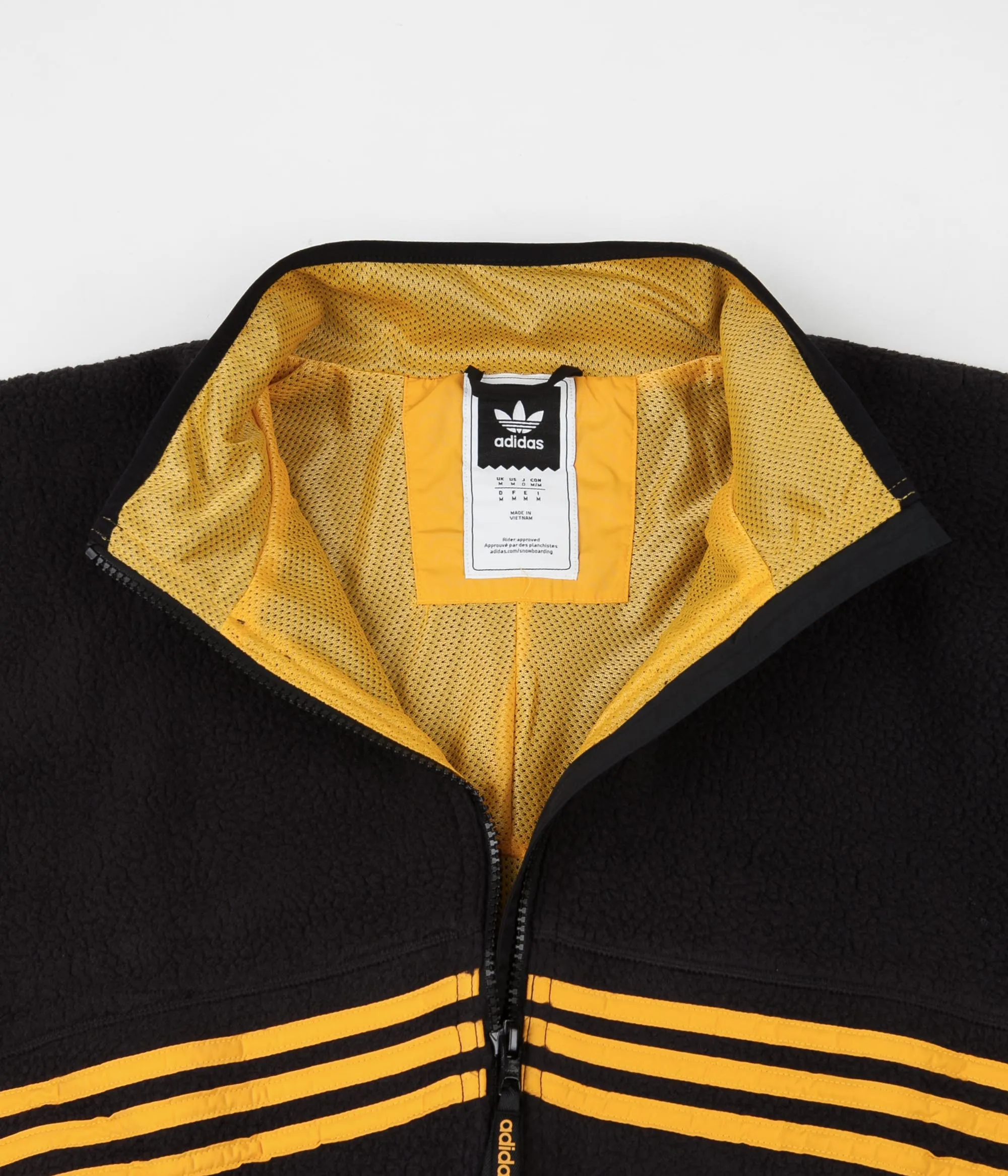 Adidas Sherpa Full Zip Jacket - Black / Active Gold