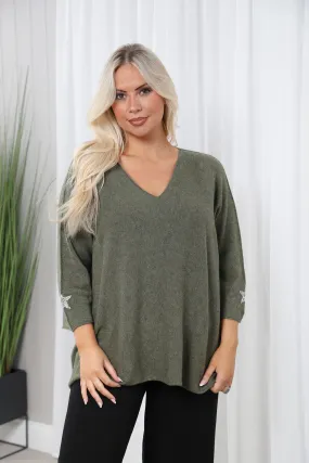 Anabelle Star Jumper Khaki