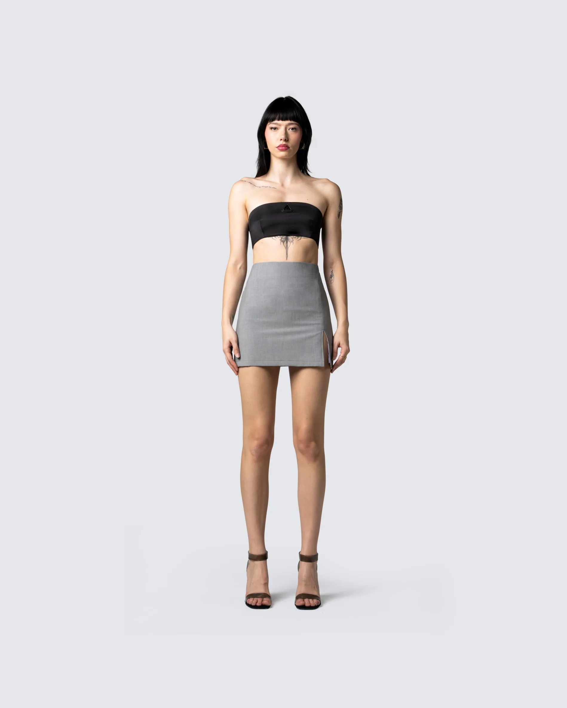 Beaux Grey Mini Skirt