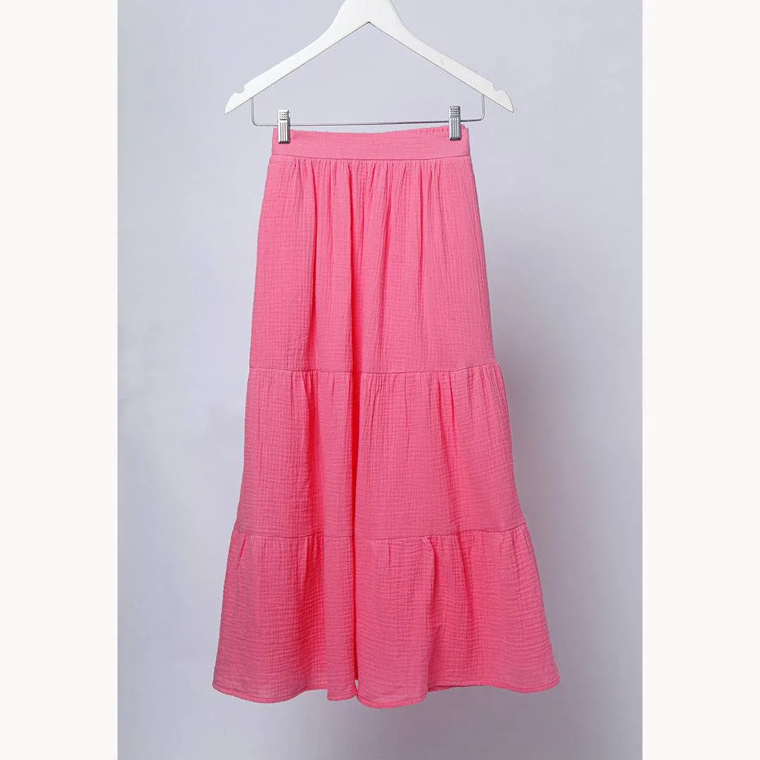 Beck Double Layer 100% Cotton Gauze Midi Skirt