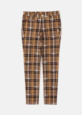 Beige Cotton Stretch Calze Check Pants