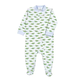 Blue Alligators Zipper Footie