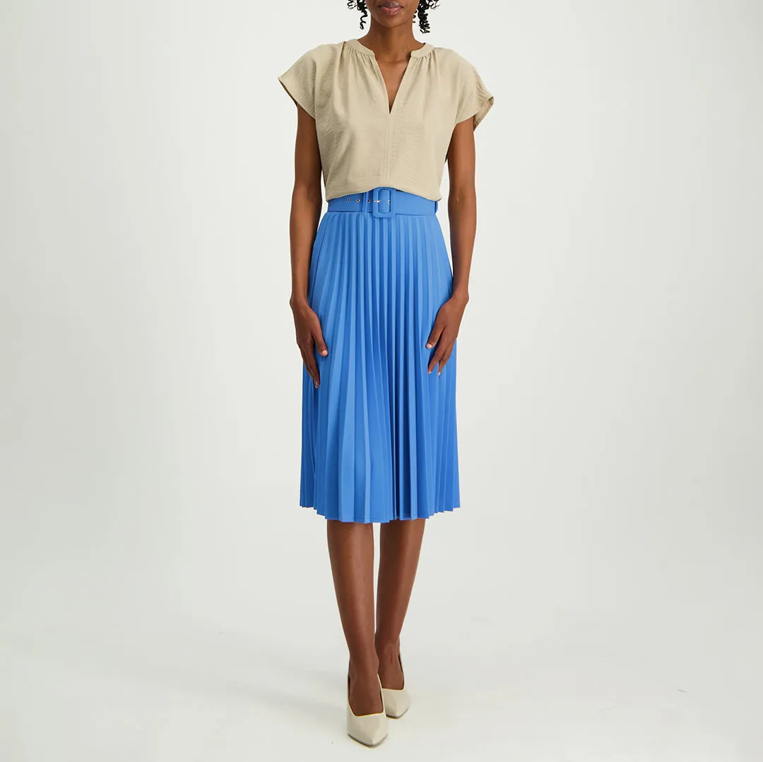 Blue Pleated Skirt