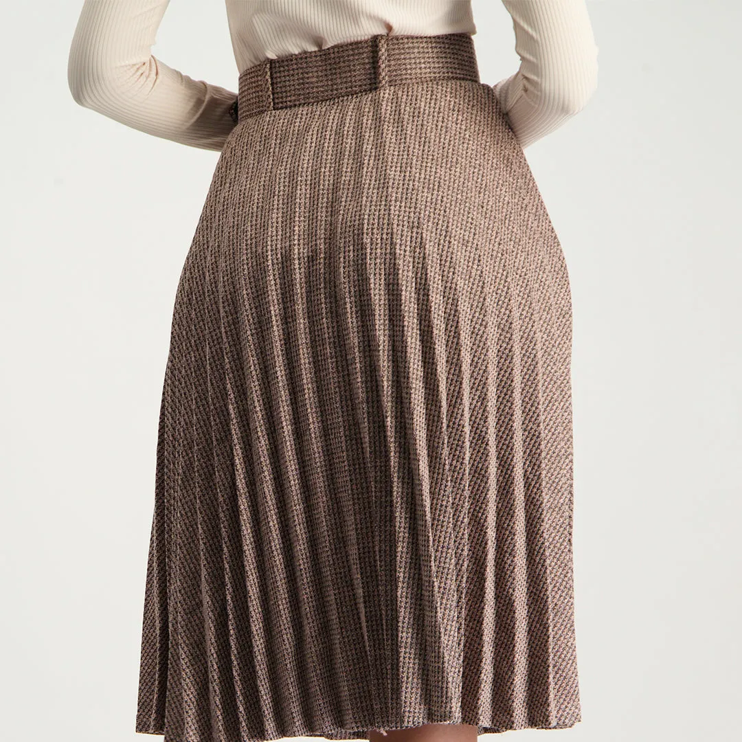 Blush pleated skirt with belt