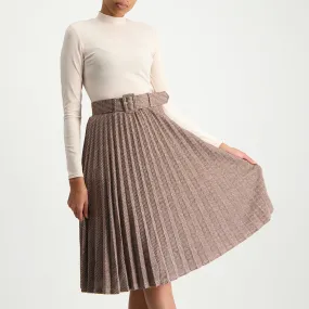 Blush pleated skirt with belt