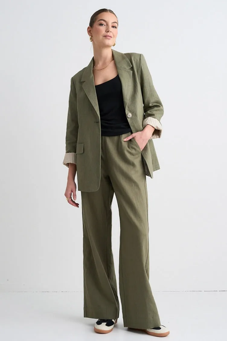 Boardwalk Soft Khaki Ramie Extended Waist Pants