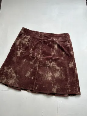 Brown tie & dye velvet ribbed denim low rise pleated cargo  mid skirt (S)