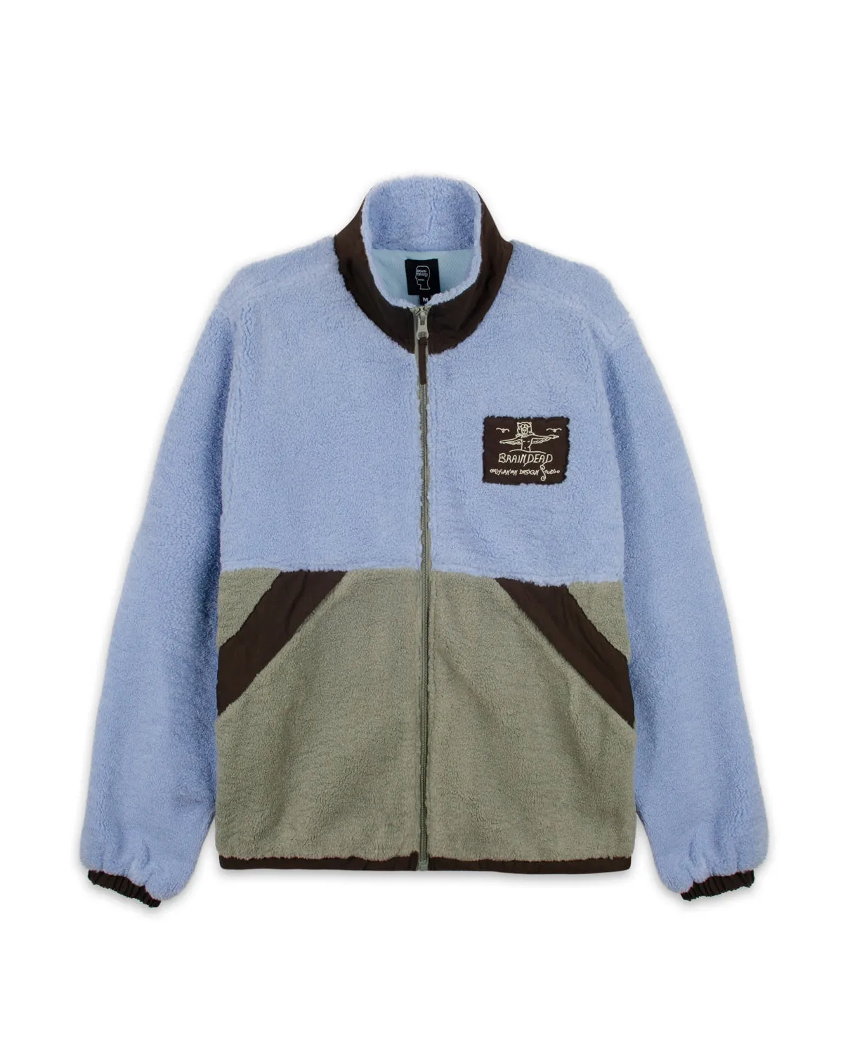 Blue/Seafoam Full Zip Paneled Sherpa Jacket for Climbing - California Style