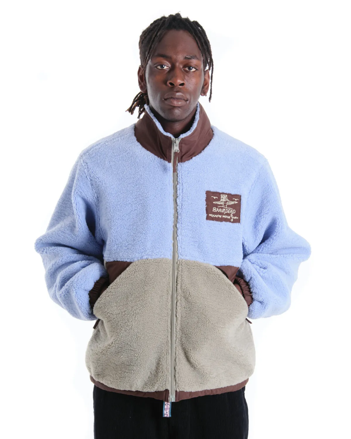 Blue/Seafoam Full Zip Paneled Sherpa Jacket for Climbing - California Style