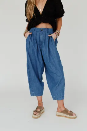 Cool Touch Pleated Pants - Denim