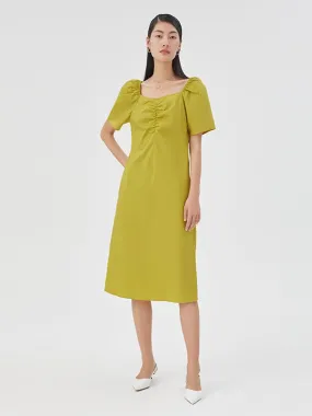 Cotton Gathered Pleated Dress