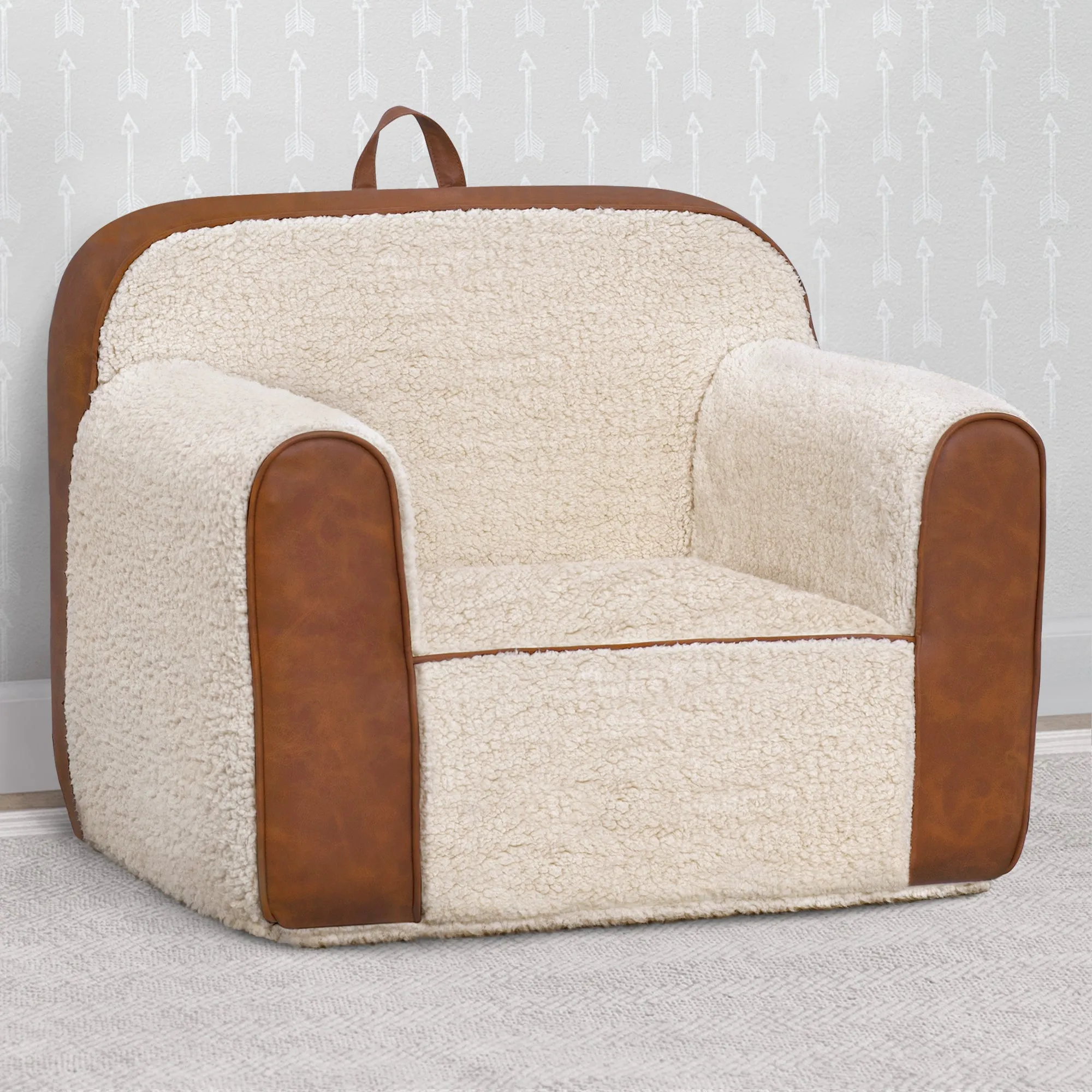 Cozee Sherpa and Faux Leather Chair for Kids