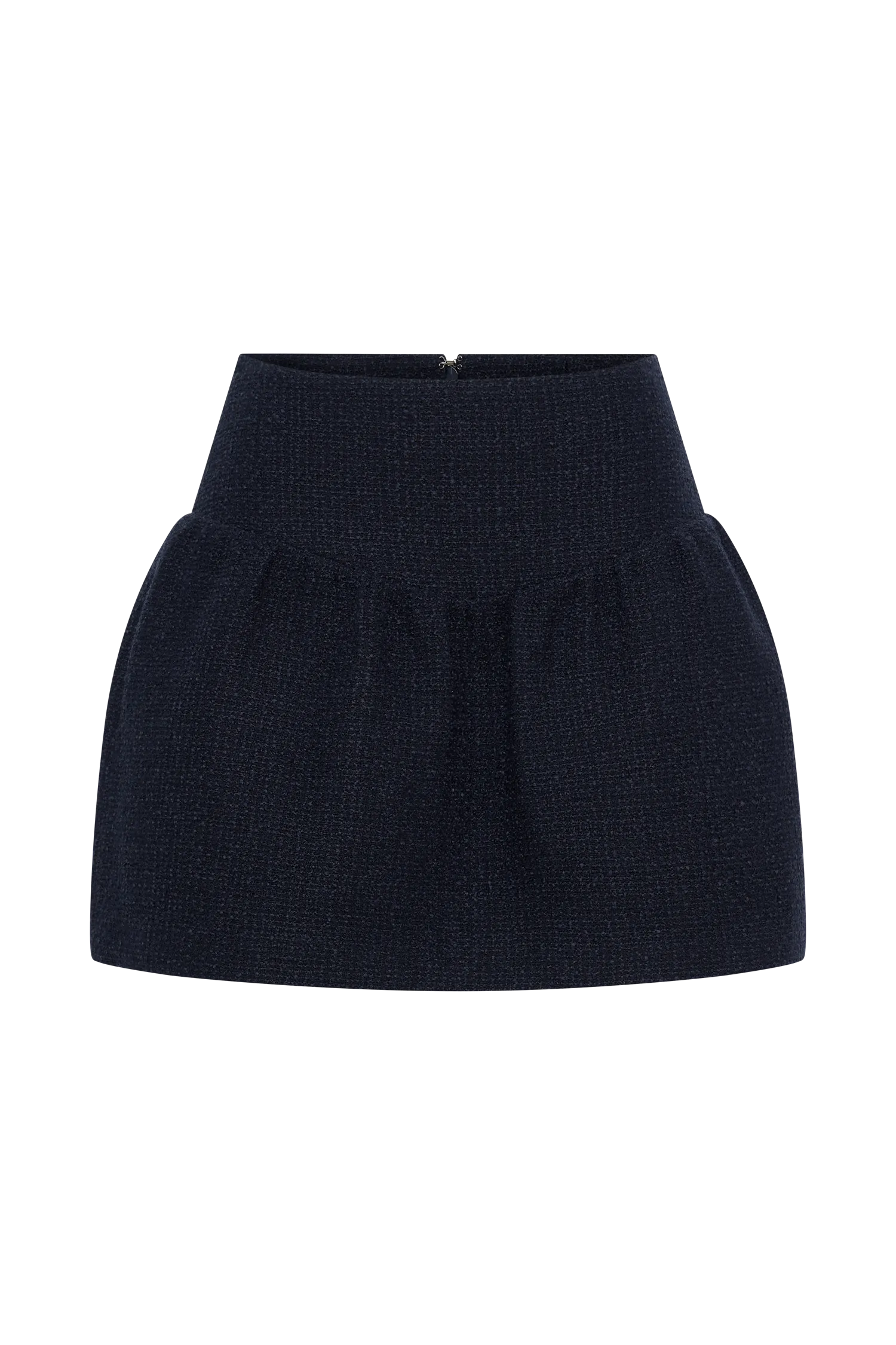 Cyrus Gathered Boucle Mini Skirt - Navy