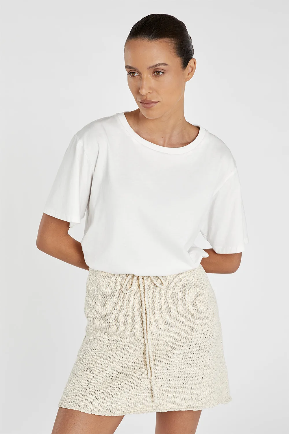 DION NATURAL BOUCLE MINI SKIRT