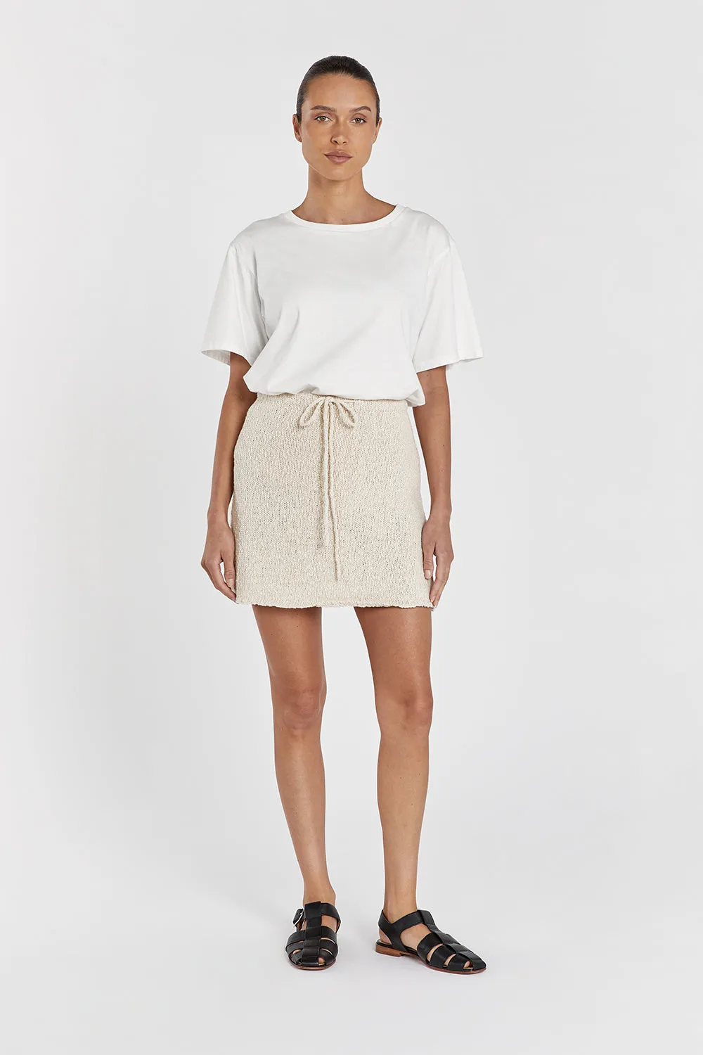 DION NATURAL BOUCLE MINI SKIRT