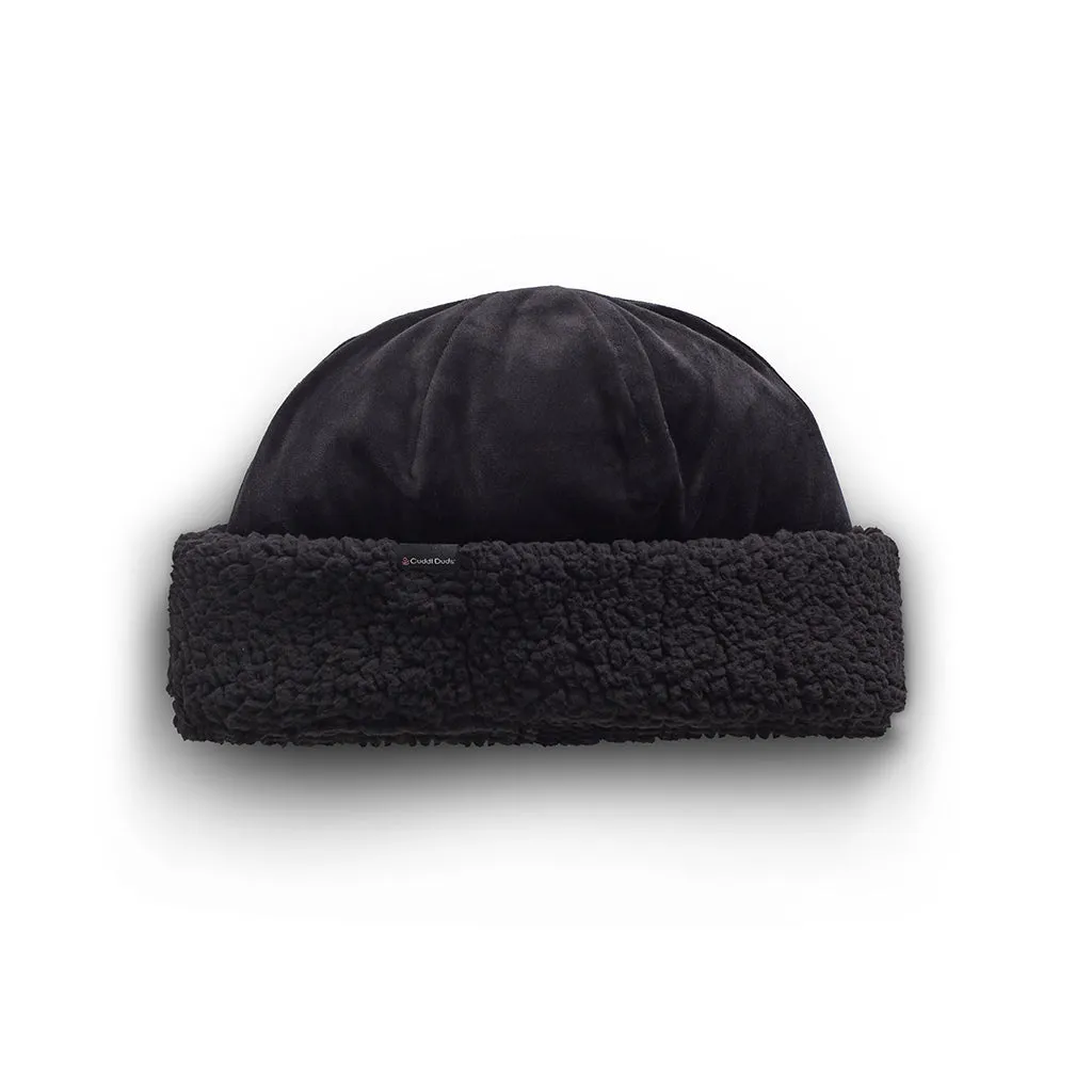 Double Plush Velour Hat with Sherpa Cuff