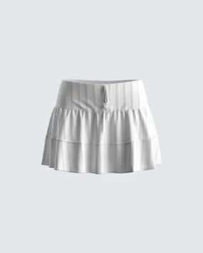 Elva White Cotton Ruffle Skirt