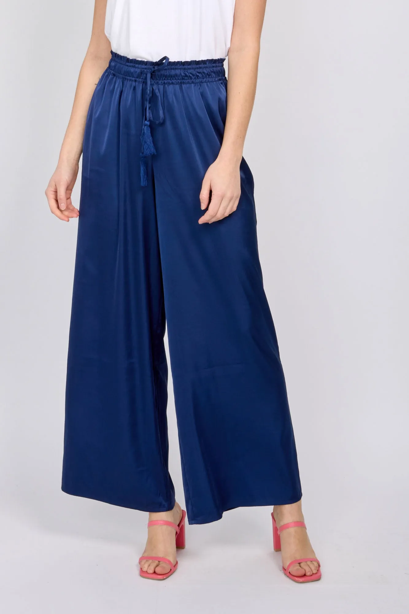 EMPROVED Satin Pants in Navy