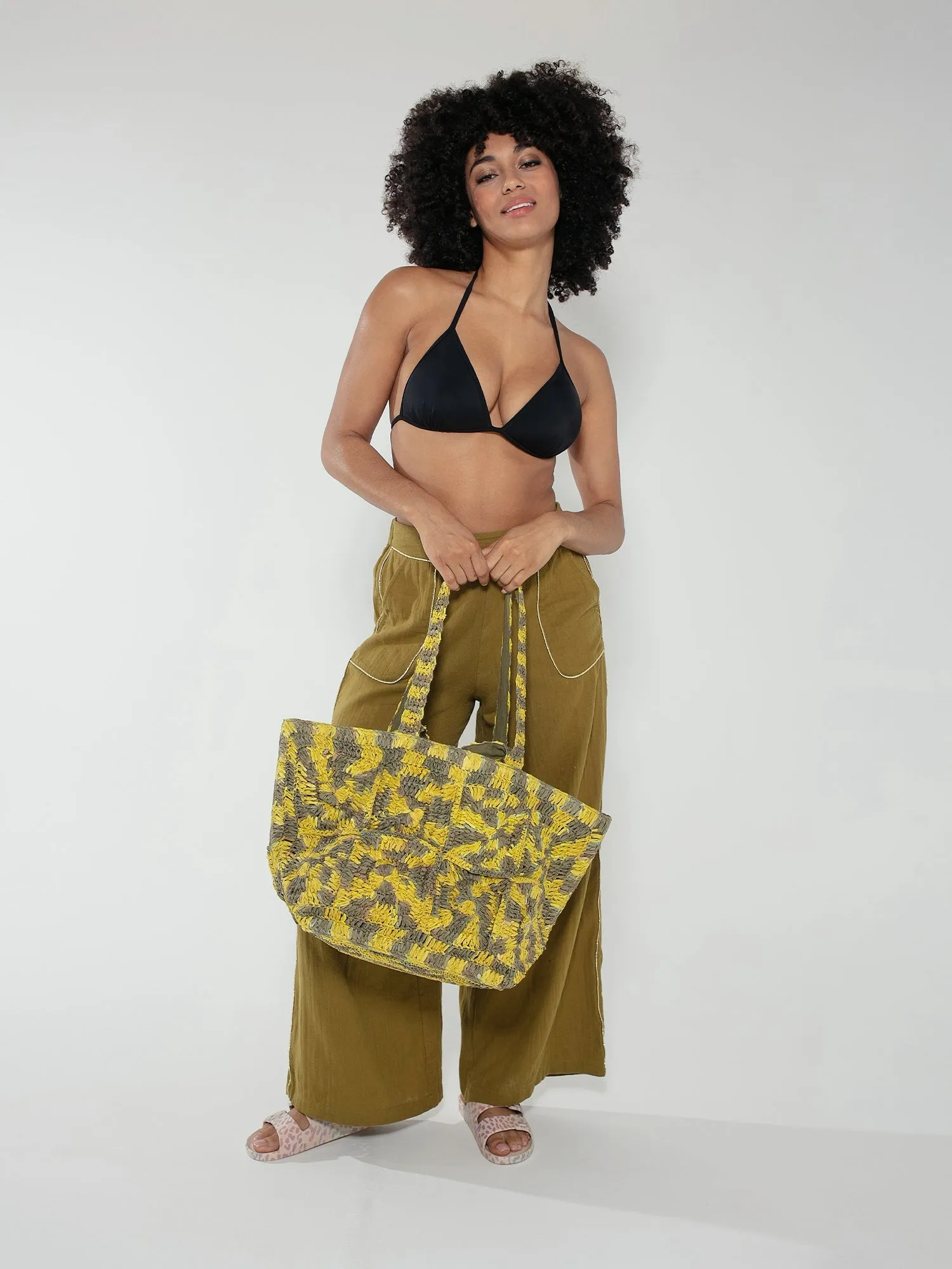 Glasto Crochet Tote in Khaki