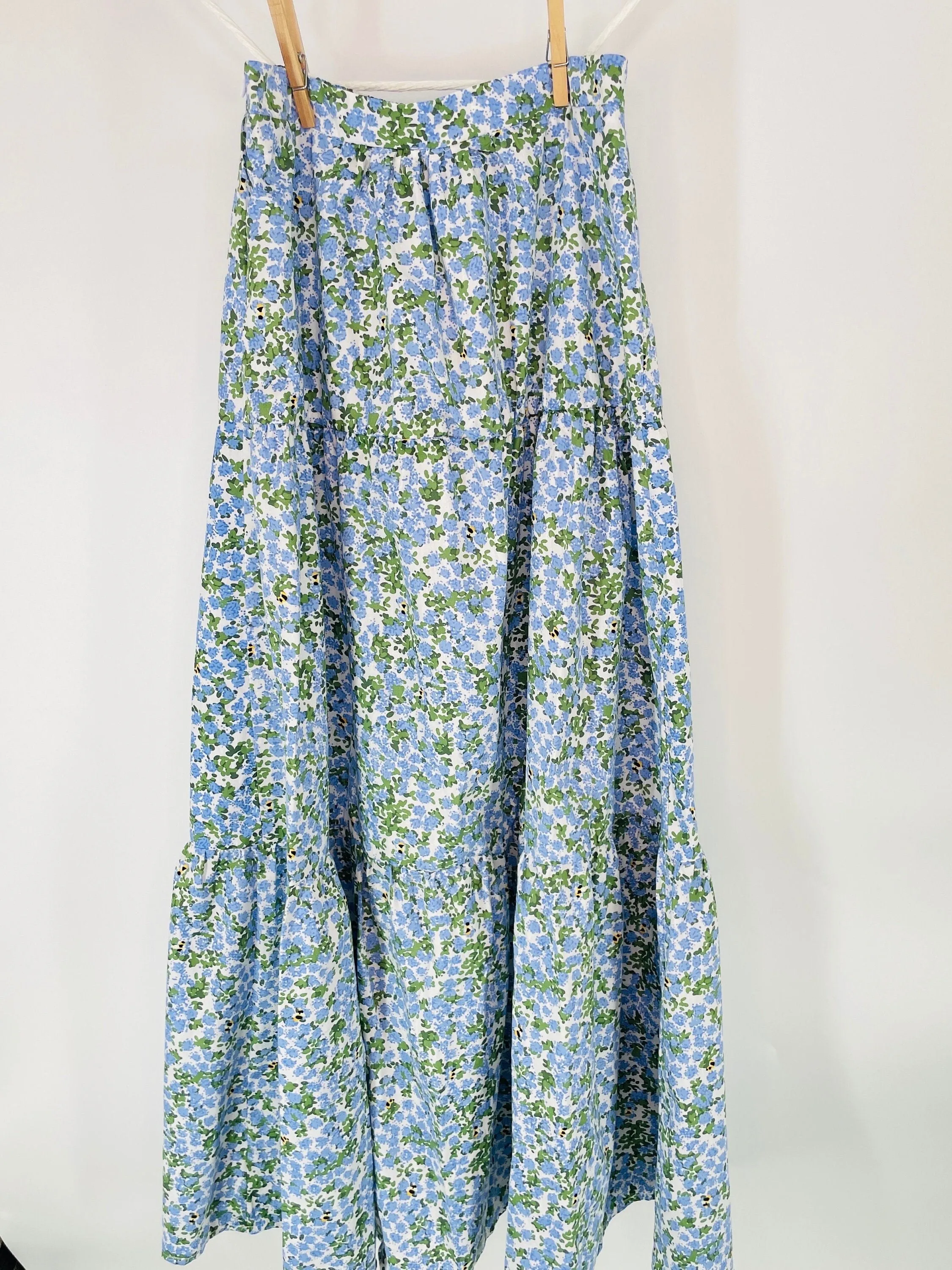 Hydrangea Floral Ladies Maxi Skirt