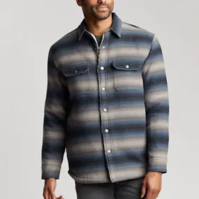 Men's Pendleton | Striped Sherpa-Lined Shirt Jacket | Black Blue Grey