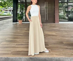 Mina Wide Skirt in Beige (COTTON)