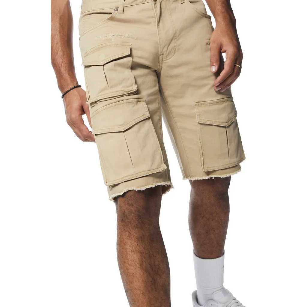 Multi Cargo Twill Shorts - Khaki