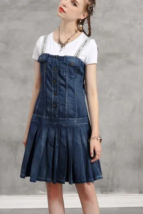 Pleated Denim Sundress