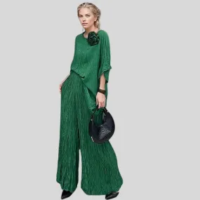 Pleated Design Trouser & Shirt Set