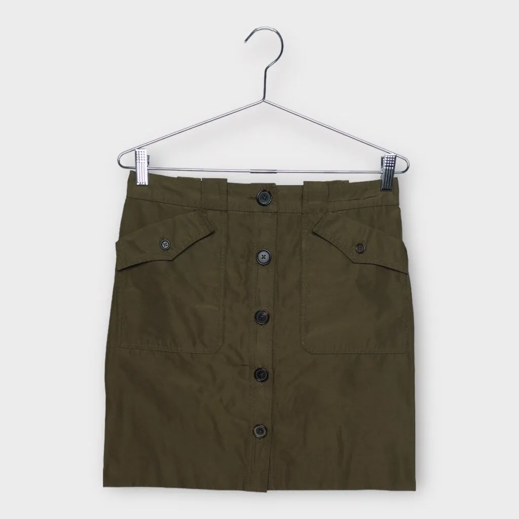 Proenza Schouler Khaki Nylon Button Up Skirt