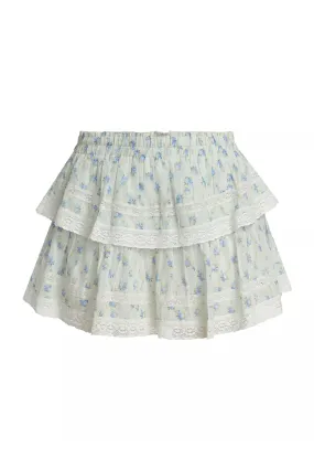 Ruffle Mini Dainty Floral Cotton Skirt - ANGEL FALLS