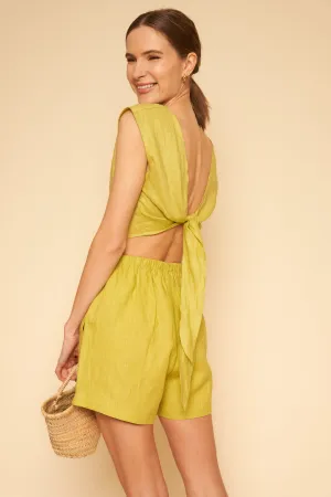 Valentina Top in Lime Linen